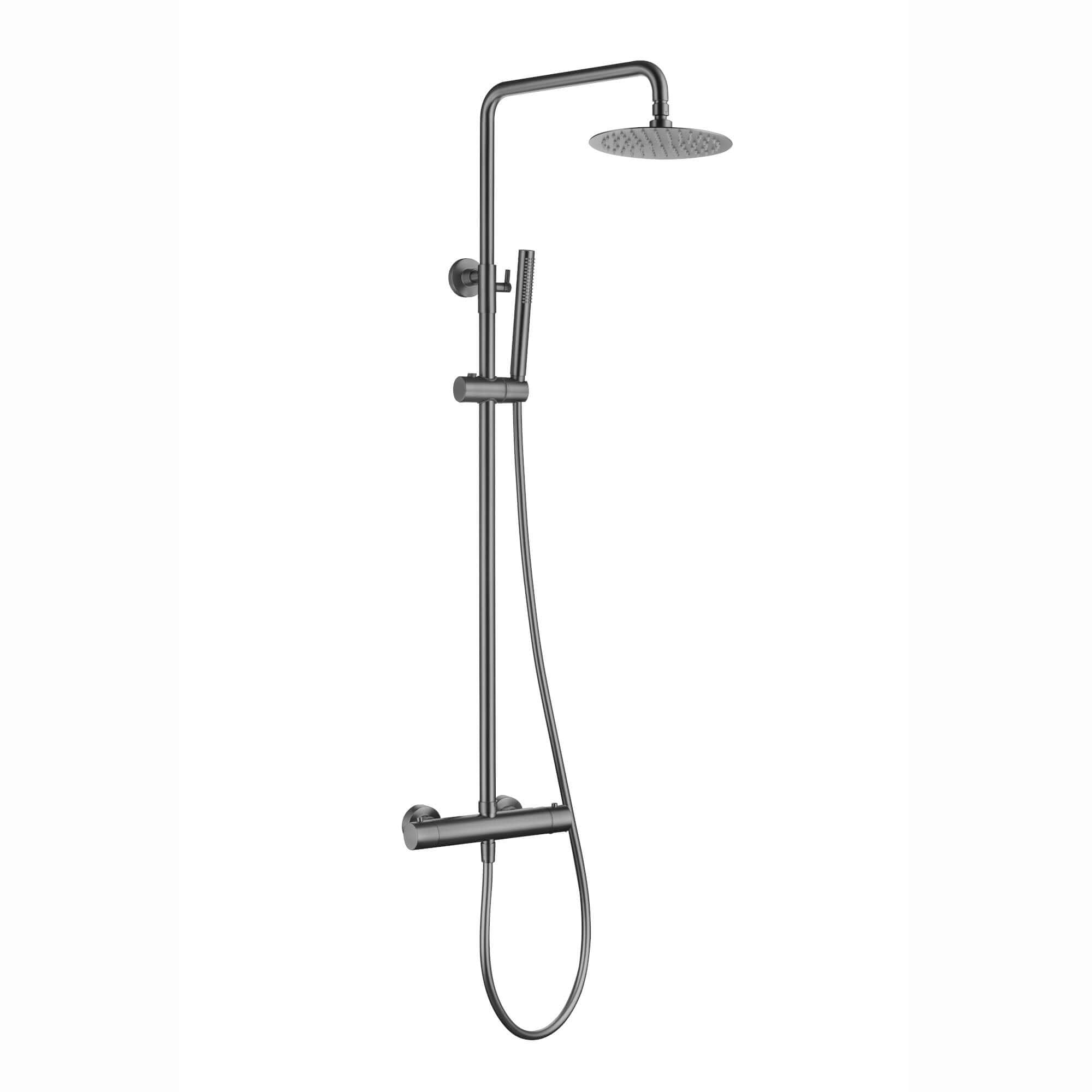 Buy Dune round thermostatic shower set 200mm head & handheld - gunmetal grey Online UK | HOUSE OF ENKI